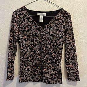 Small black top with pink flowers